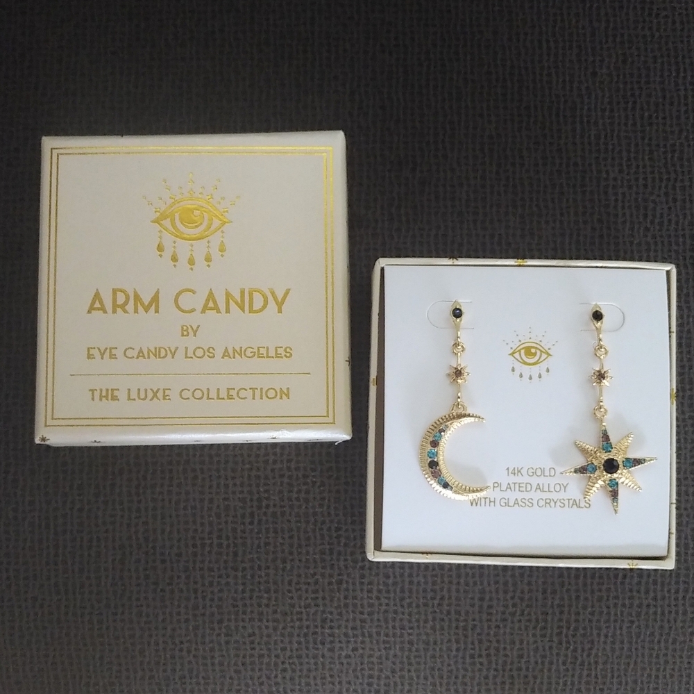 Arm💪 Candy🍭 Moon🌙 and Star⭐ Dangle Earrings - Picture 5 of 13